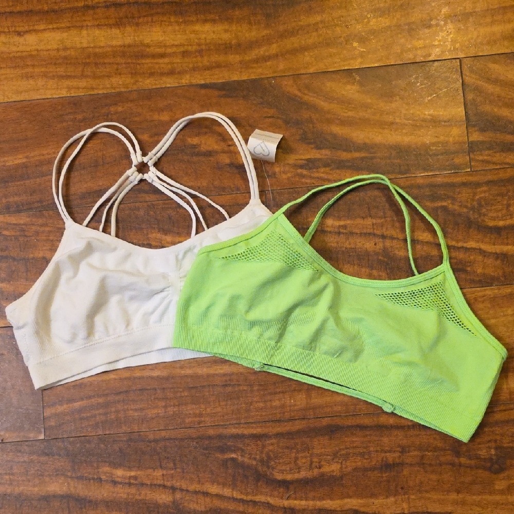 Aeropostale White and Lime Sports Bras